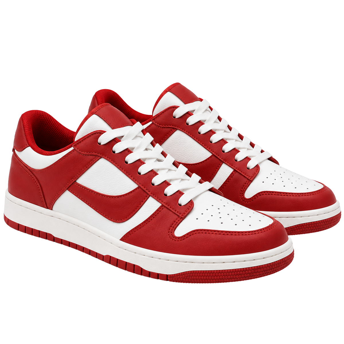 Premium Leather Low-Top Sneakers – Red & White | MELLYNGTTON