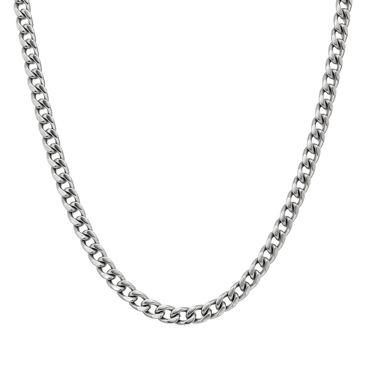 Polished Stainless Steel Curb Chain Necklace – Silver | MELLYNGTTON