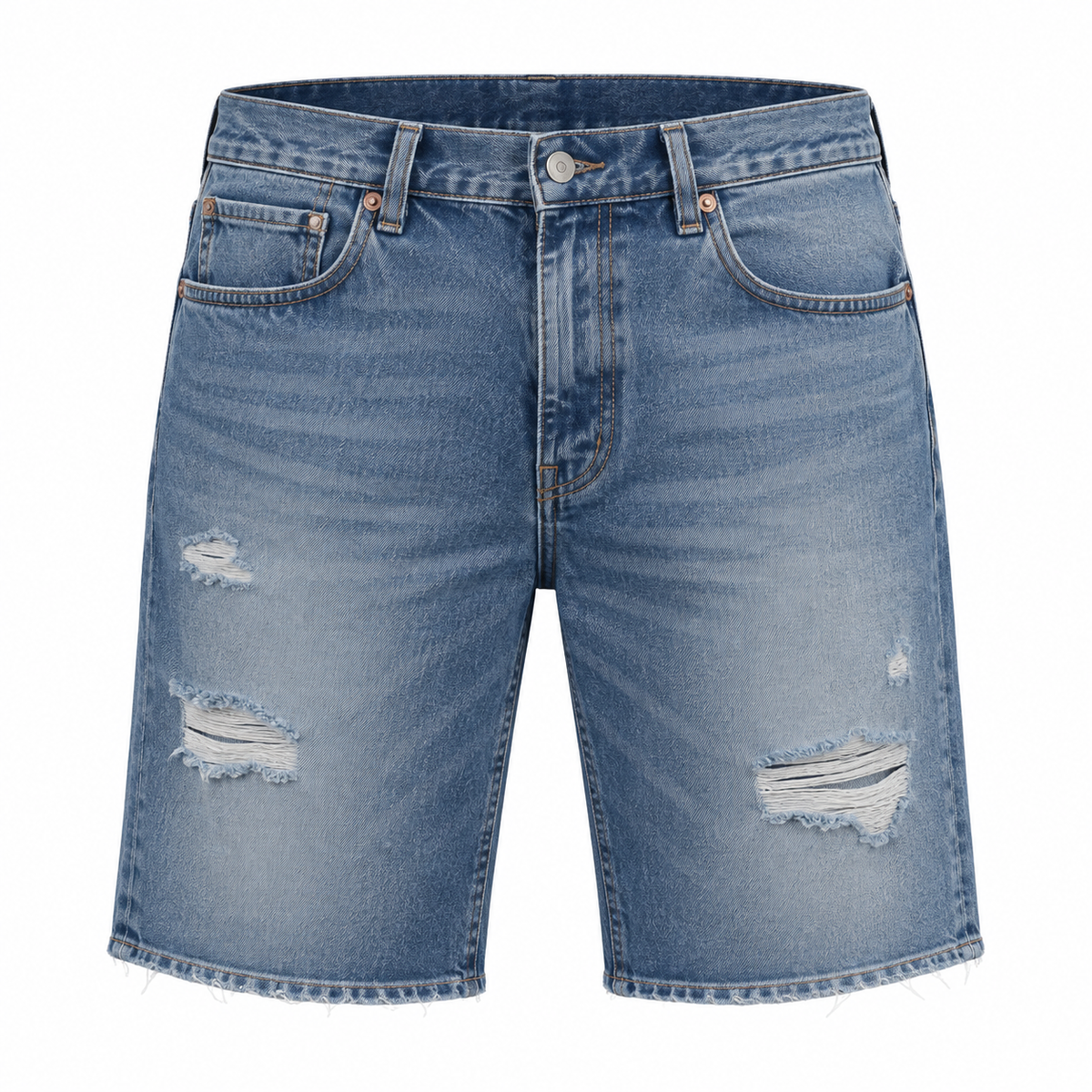 Premium Distressed Denim Shorts – Vintage Blue | MELLYNGTTON