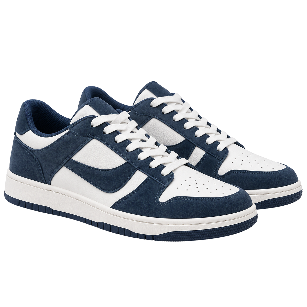 Premium Leather Low-Top Sneakers – Navy & White | MELLYNGTTON